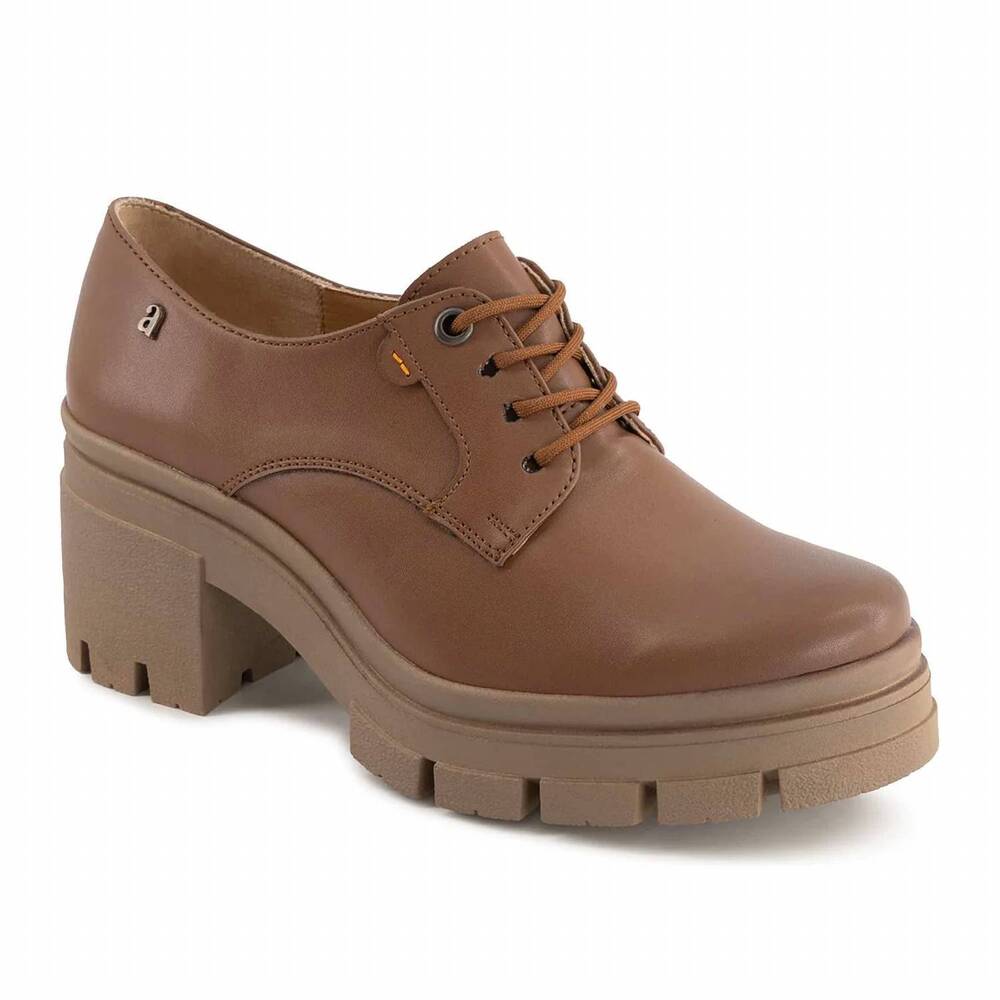 NEW ANDREA women's heeled oxfords shoe in brown